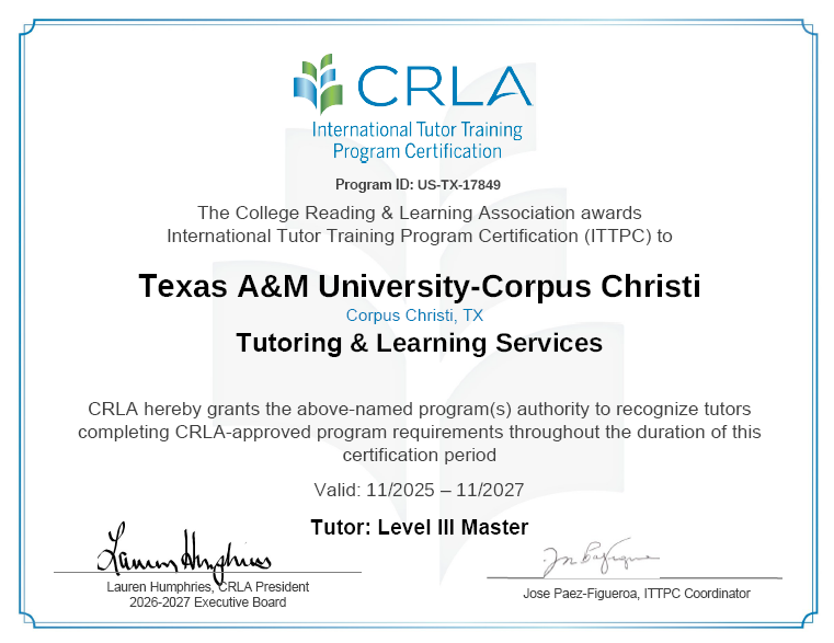 CRLA Peer Tutor Certification